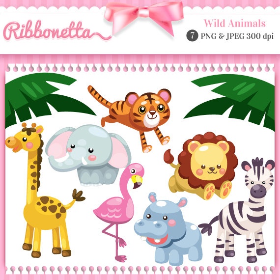     Cards Kawaii Clipart Cards Baby Animal Clipart Jungle Animals