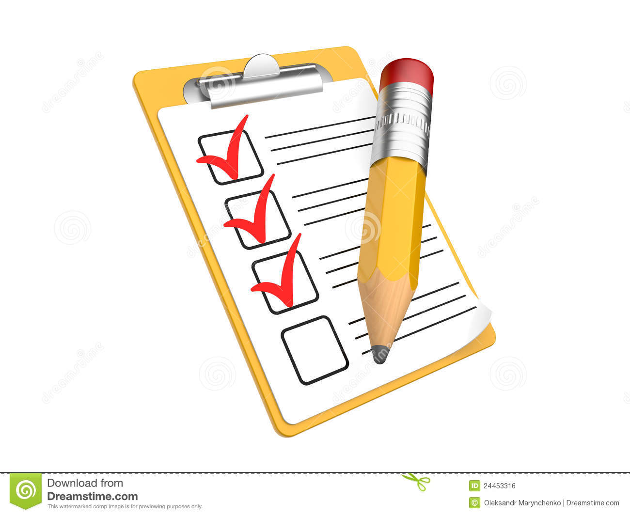 Checklist And Clipboard With White Background Royalty Free Stock Image