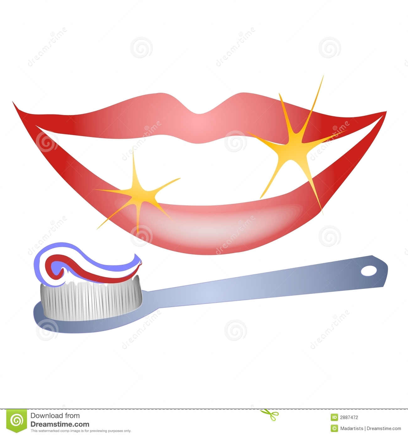 Clip Art Illustration Of A Smiling Mouth With Sparkles And A