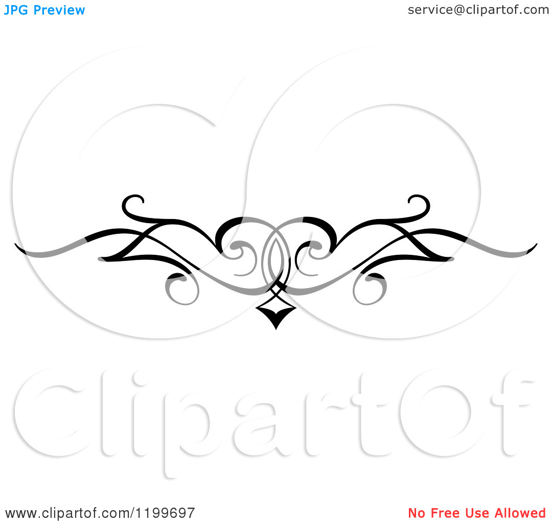 Clipart Of A Black And White Swirl Border Flourish Design Element 9    