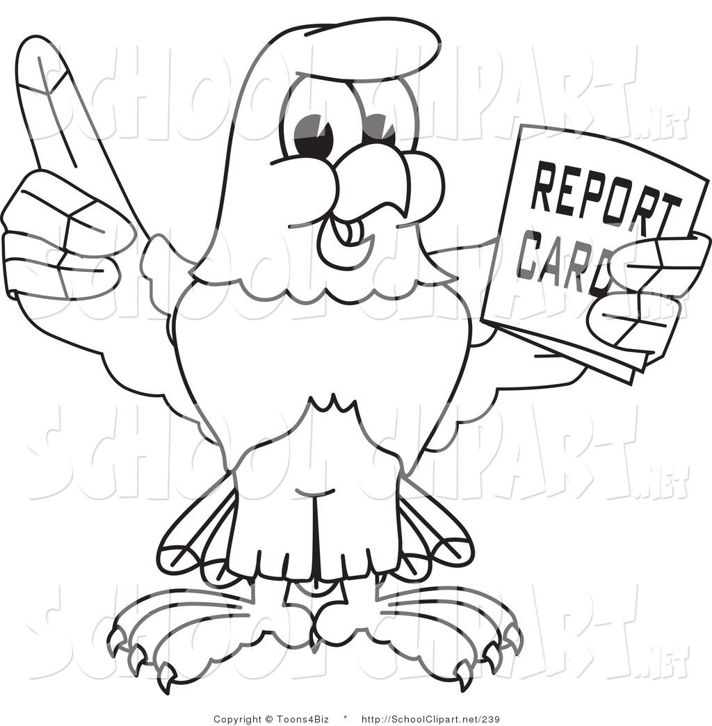 Eagle Hawk Or Falcon Holding A Report Card Outline By Toons4biz    239
