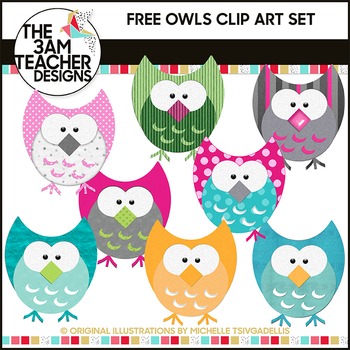 Five Little Owls  Free Clip Art