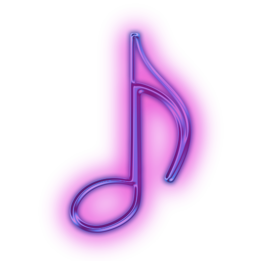 Glowing Purple Neon Icons Set Media Tags Media Music Musical Note Note