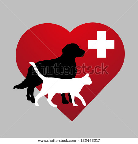 Illustration Veterinary Symbol With Dog And Cat   Stock Vector