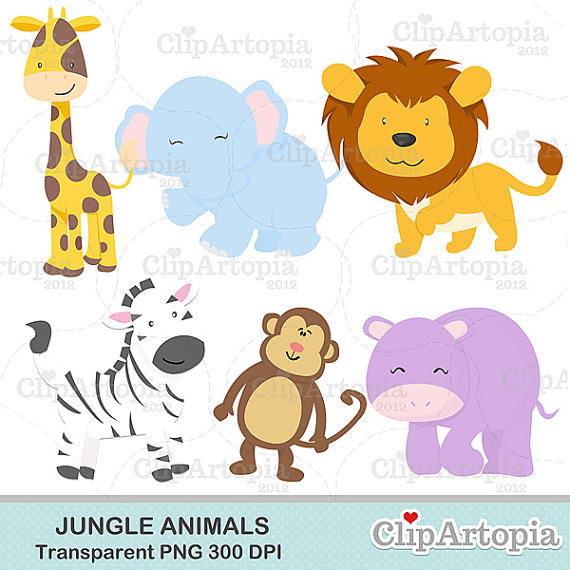 Jungle Animals Cute Jungle Digital Clipart For Invitations Card