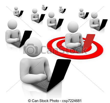 Stock Illustration   One Targeted Laptop Computer User Customer Person