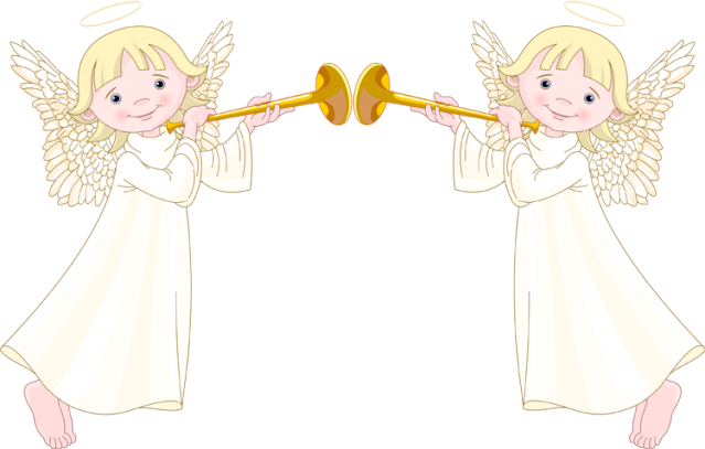 Two Angels With Trumpets Png