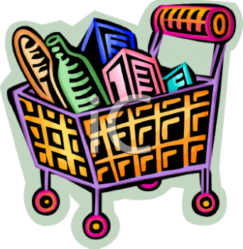 Cartoon Shopping Basket Full Of Food   Royalty Free Clip Art Picture
