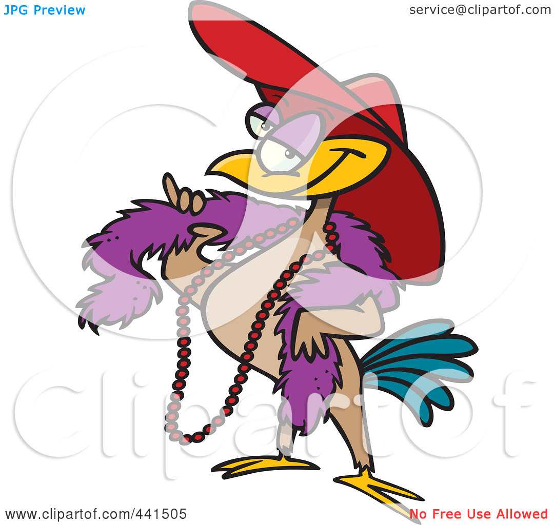Clip Art Illustration Of A Cartoon Stylish Bird Wearing A Hat By Ron