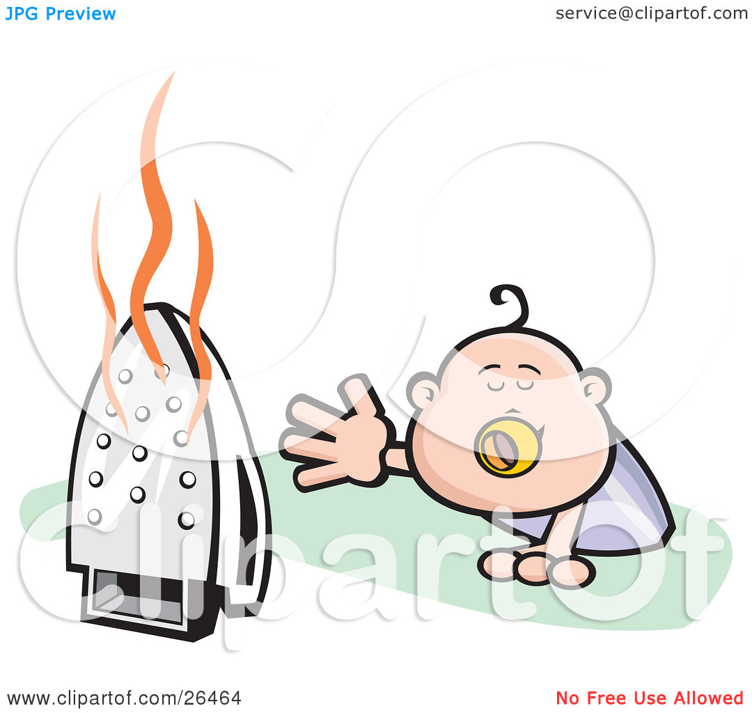 Clipart Illustration Of A Crawling Baby Reaching For A Dangerous Hot