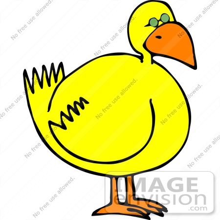 Clipart Of One Yellow Bird With An Orange Beek And Orange Feet Facing