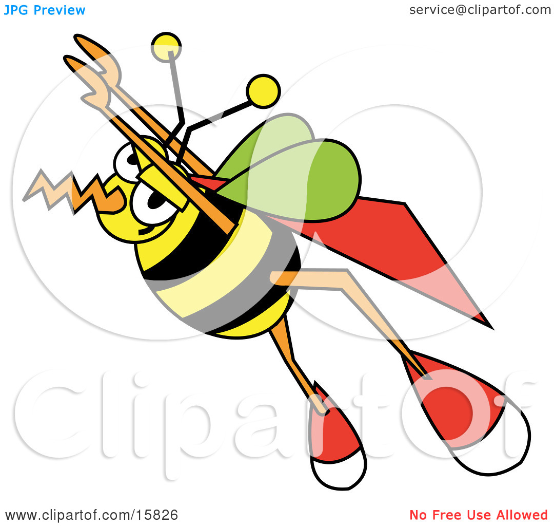 Flying Cape Clipart Super Honeybee With A Cape Flying Upwards Clipart    
