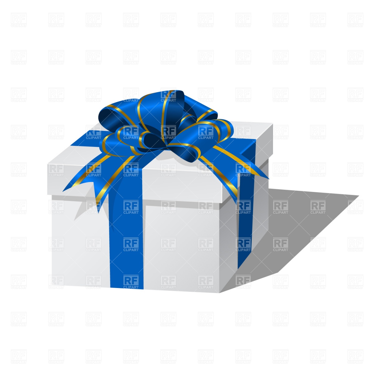 Gift Box With Blue Ribbon 1129 Download Royalty Free Vector Clipart