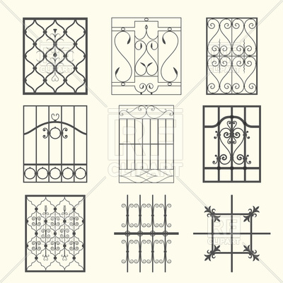 Iron Window Grills 87201 Download Royalty Free Vector Clipart  Eps 