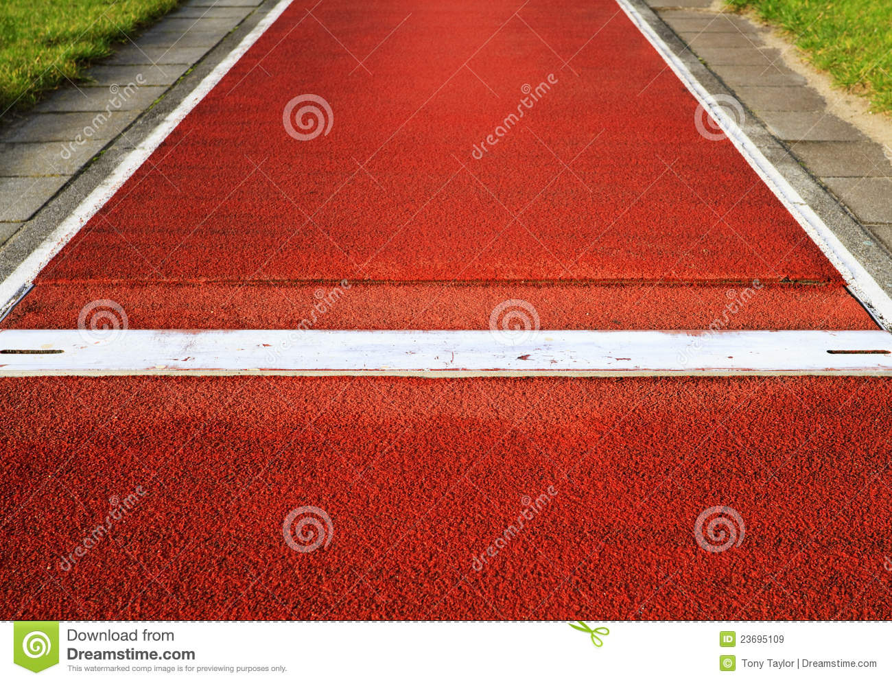 Long Jump Spring Plank In An Outdoor Stadium Royalty Free Stock Images    