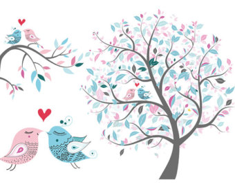 Love Bird Clip Art Valentine S Clipart Wedding Clip Art Tree Clipart    