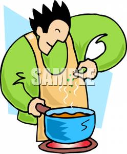 Man Cooking Soup   Royalty Free Clipart Picture