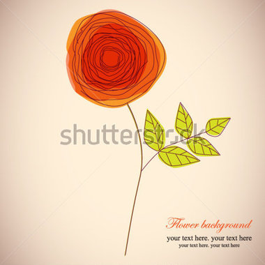 Orange Rose Doodle Flower Stock Vector   Clipart Me