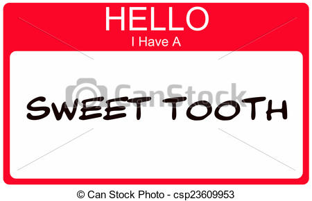 Red Hello I Have A Sweet Tooth Name Tag Sticker Making A Great Concept