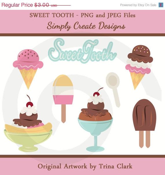 Sale Ice Cream Clipart Sweet Tooth Clip Art By Simplycreatedesigns  2