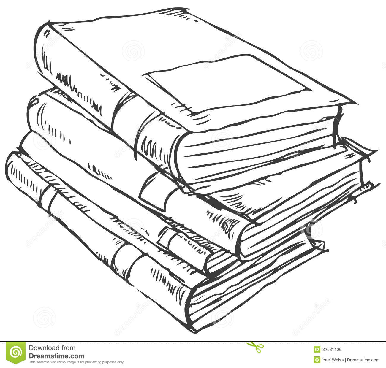 Stack Of Books Clipart Black And White Stack Of Books Doodle