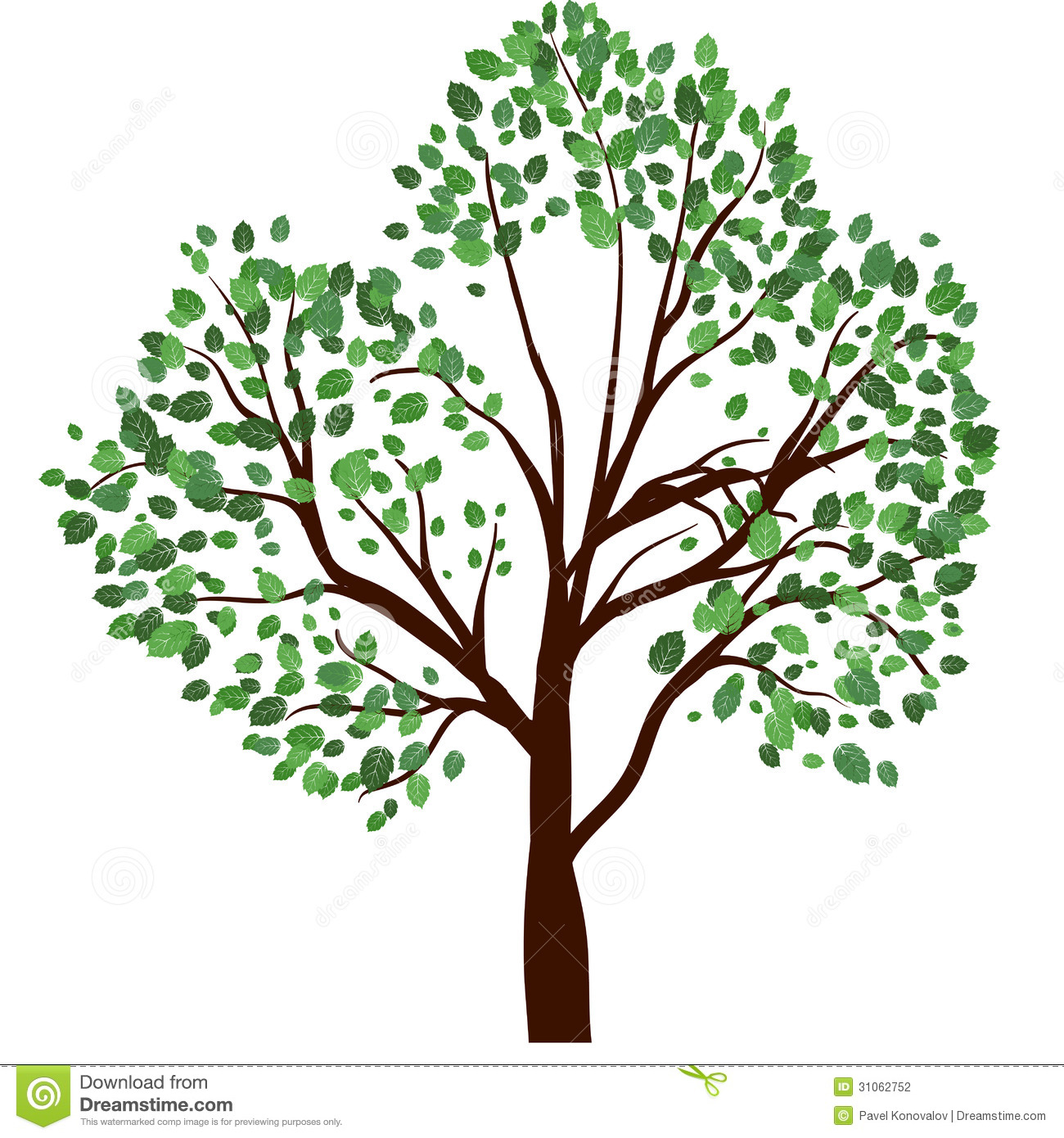 Summer Tree With Green Leaves  Eps 10 Vector Illustration