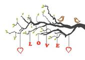 Two Love Birds And Love Tree   Stock Illustration