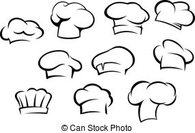White Chef Hats And Caps Set In Cartoon Style