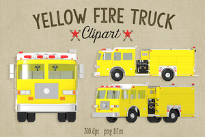 15 19  Yellow Fire Truck Commercial Clipart By Dodi Doodles In