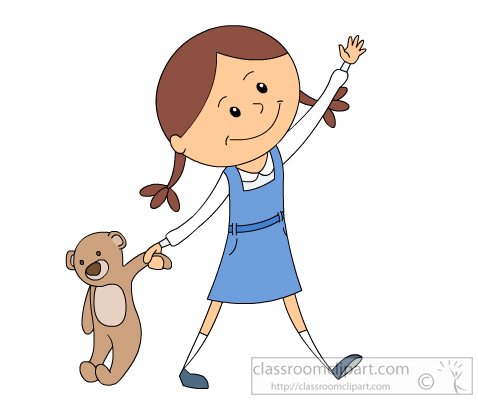 Children   Little Girl Dragging Her Teddy Bear Clipart 8152122