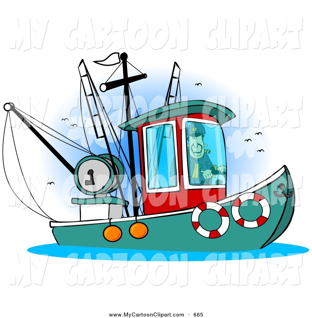 Clip Art Of A Trawler Fishing Boat At Sea Sailing Right By Djart