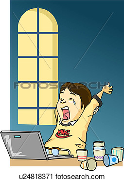 Clipart   Frustrated Student In Front Of Laptop  Fotosearch   Search