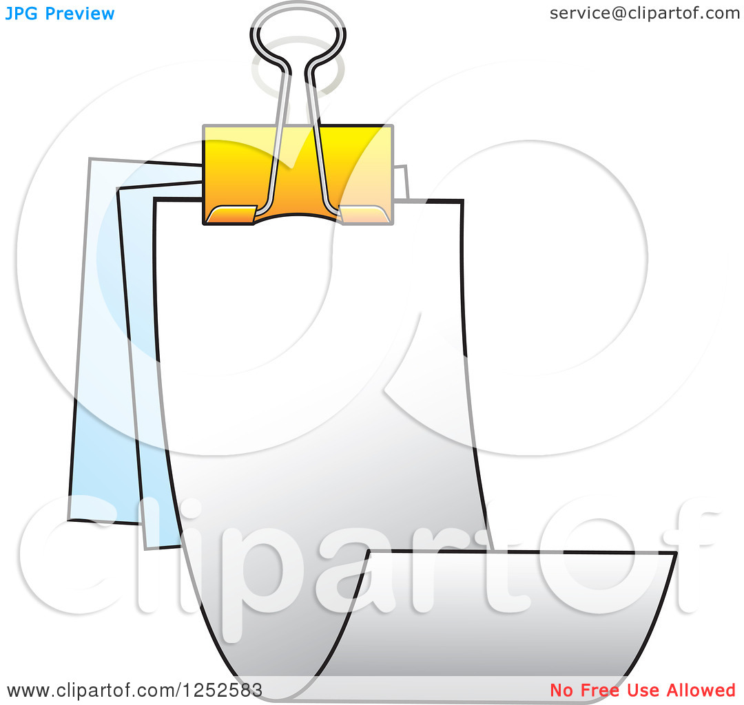 Clipart Of A Binder Clip And Receipts   Royalty Free Vector