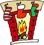 Clipart Of A Christmas Fireplace With Stockings Hanging On It