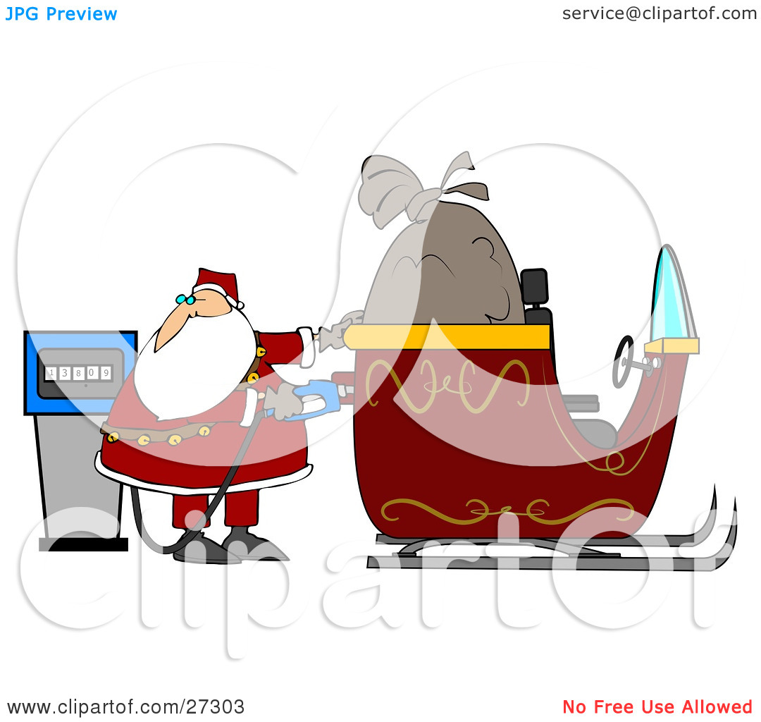 Clipart Of Santa Driving A Big Rig Truck With A Huge