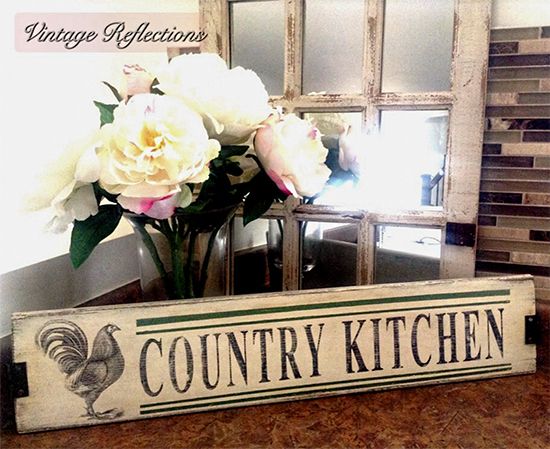     Country Kitchen Sign Featuring The Vintage Clip Art   Chicken With A