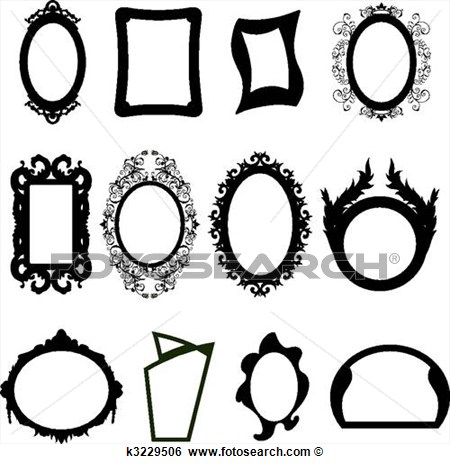 Different Modern And Ancient Mirrors Silhouettes  Vector Illustration