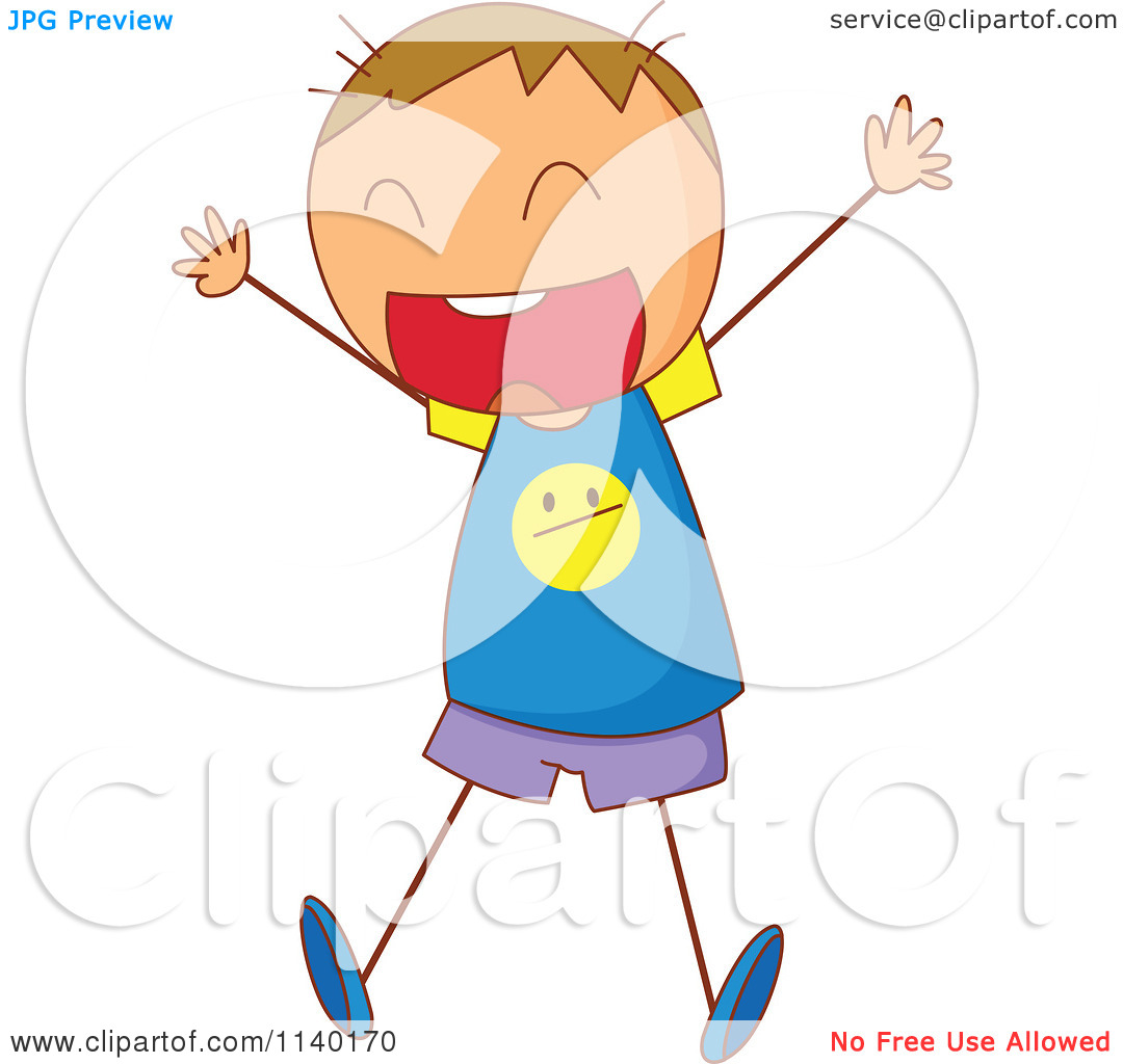 Excited Boy Clipart Cartoon Of A Happy Boy Jumping And Shouting