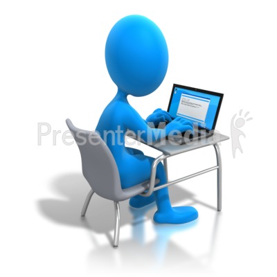 Figure Working Laptop Desk   Education And School   Great Clipart