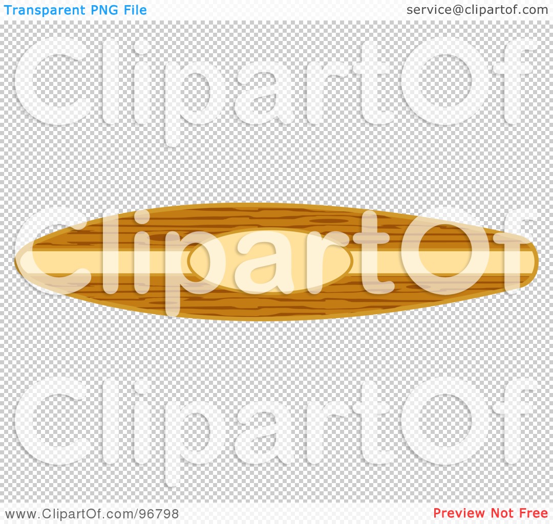 Free  Rf  Clipart Illustration Of A Horizontal Wooden Surfboard