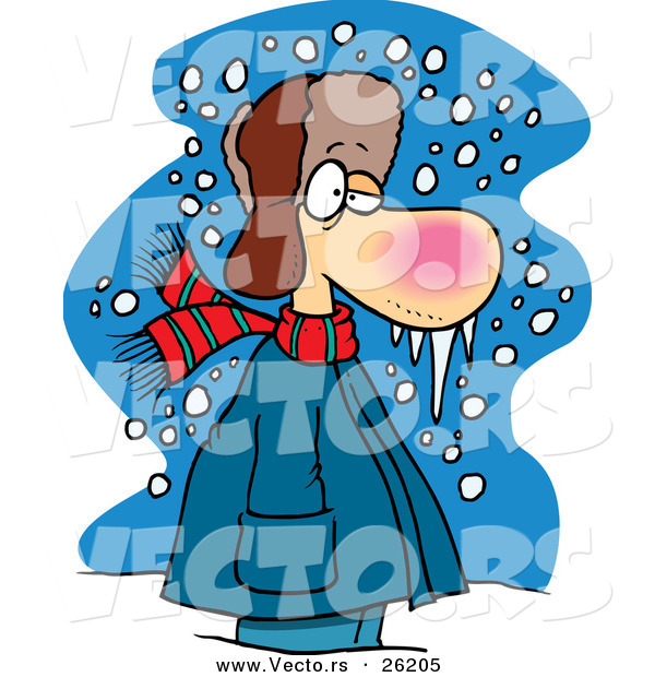 Freezing Cold Person In Cold Snowy Weather By