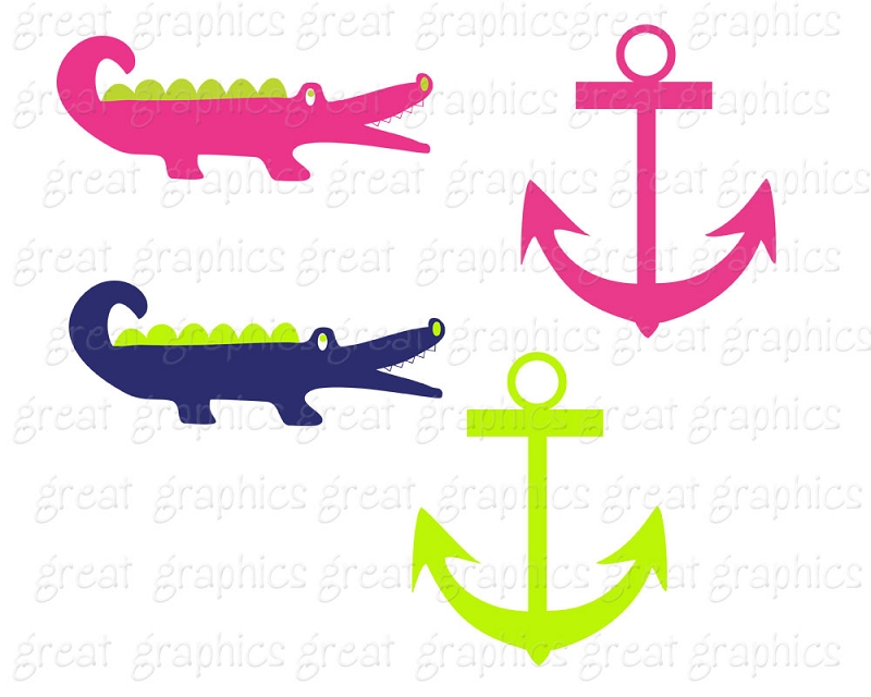 Hot Pink Lime And Navy Preppy Clip Art And Digital Paper