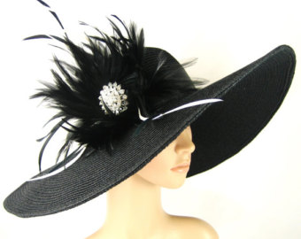 Kentucky Derby Hat Derby Hat Dress Hat Wide Brim Black Hat With    