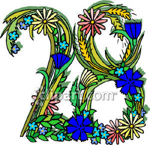 Number 28 Made Of Flowers   Royalty Free Clipart Picture