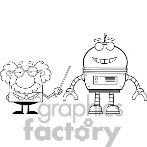 Royalty Free Rf Clipart Illustration Black And White Funny Scientist