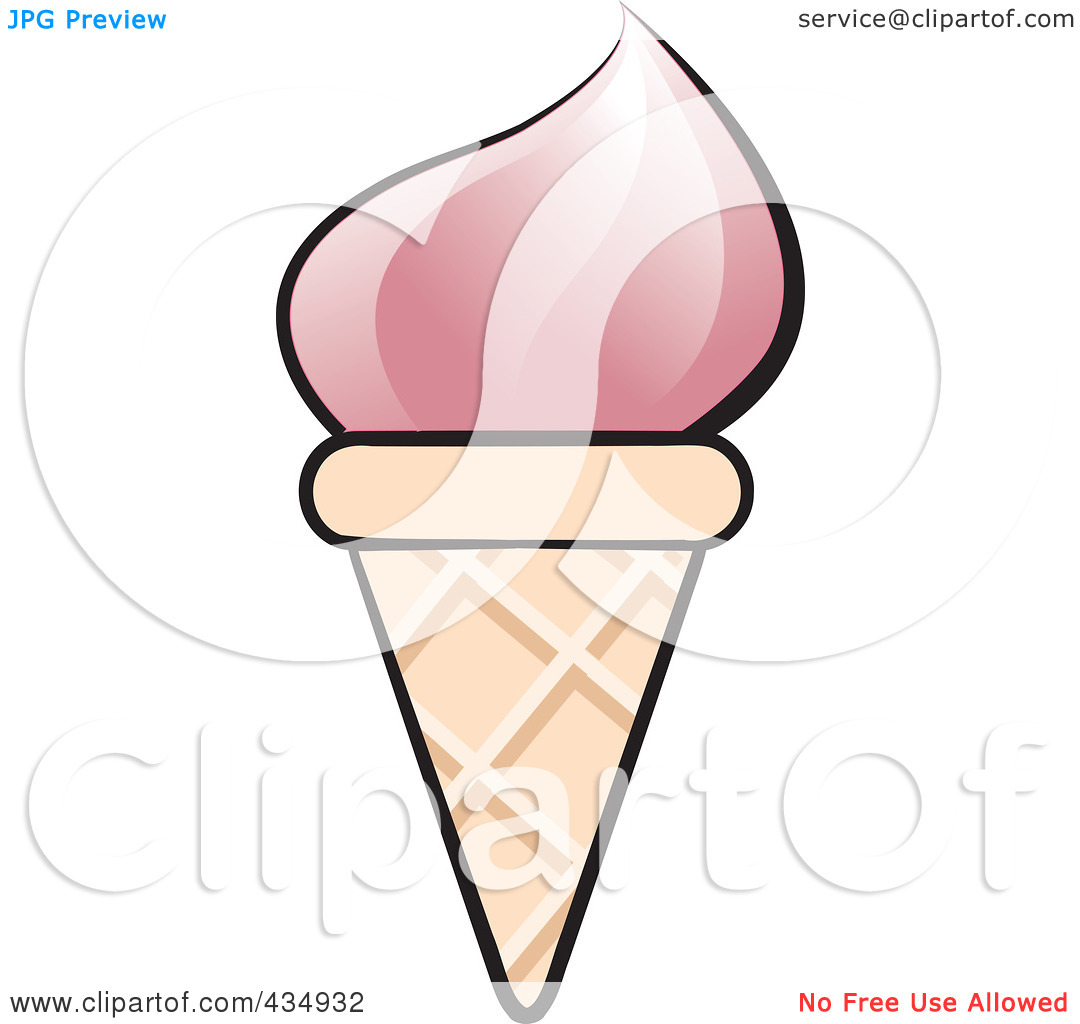 Royalty Free  Rf  Clipart Illustration Of A Strawberry Waffle Cone By