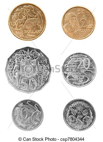 Set Of Australian Coin Currency Including 5 10 20 And 50 Cent Coins