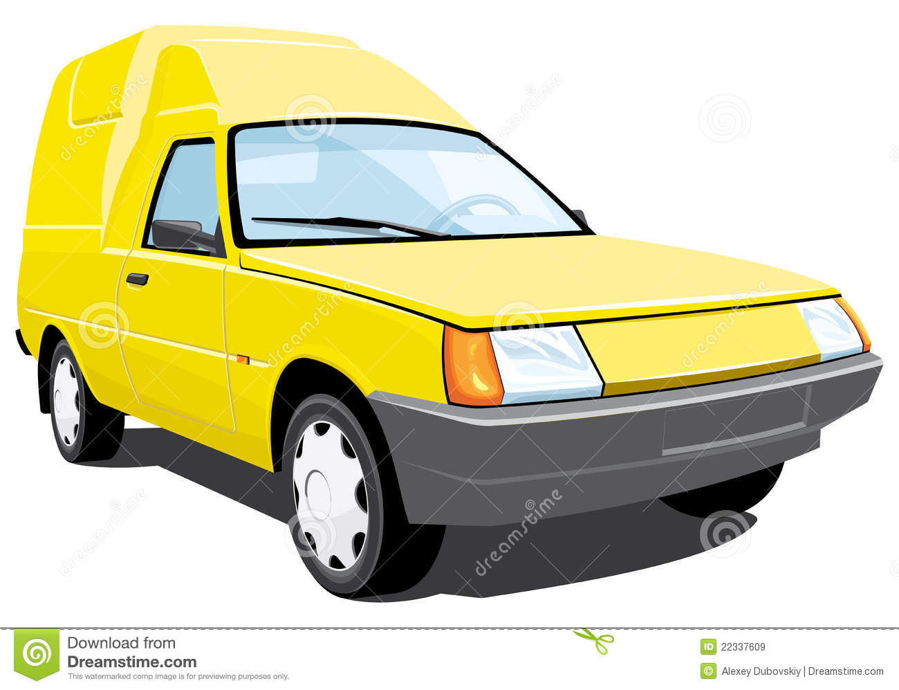 Vector Yellow Pickup On White Background Without Gradients