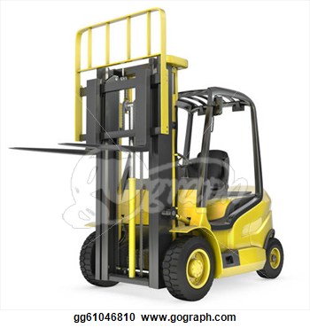 Yellow Fork Lift Truck With Raised Fork Front View  Clipart Drawing