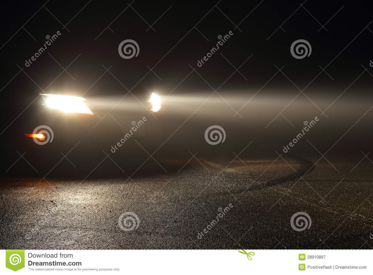 Car Headlights In Fog Royalty Free Stock Photography   Image  28910897